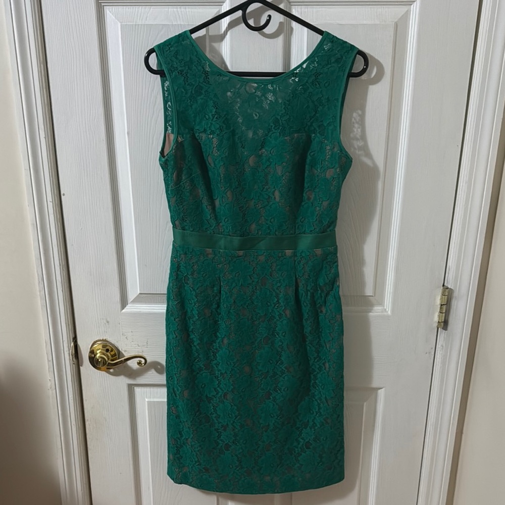 BCBG Green Sleeveless Sheath Cocktail Dress